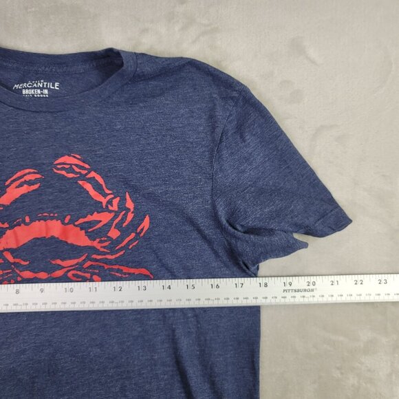 J. Crew Mercantile Navy & Red Broken-In Men's Crab Tee | Size S - Picture 5 of 6